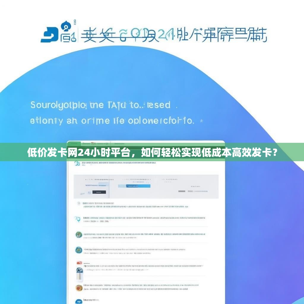 低价发卡网24小时平台,如何轻松实现低成本高效发卡?